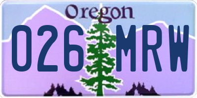 OR license plate 026MRW