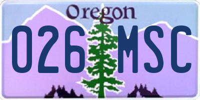 OR license plate 026MSC