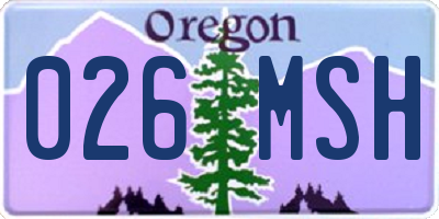 OR license plate 026MSH