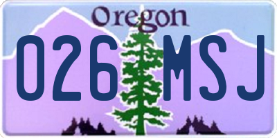 OR license plate 026MSJ