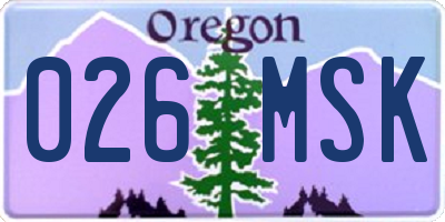 OR license plate 026MSK
