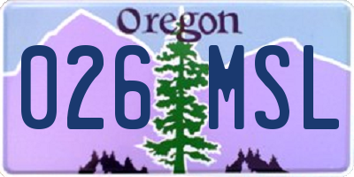 OR license plate 026MSL