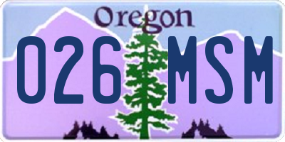 OR license plate 026MSM