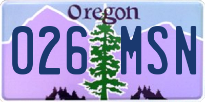 OR license plate 026MSN