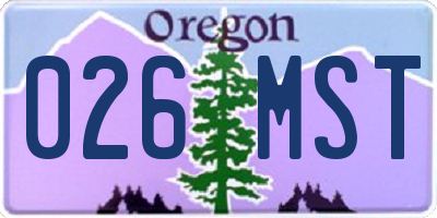 OR license plate 026MST