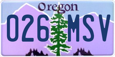 OR license plate 026MSV