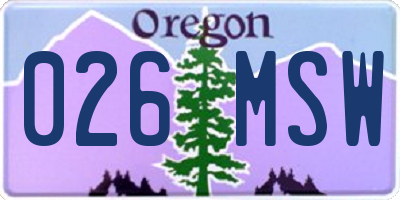 OR license plate 026MSW