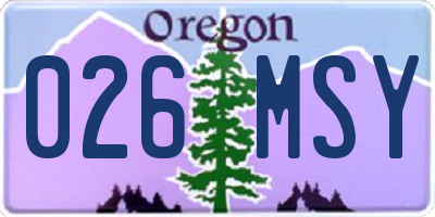 OR license plate 026MSY