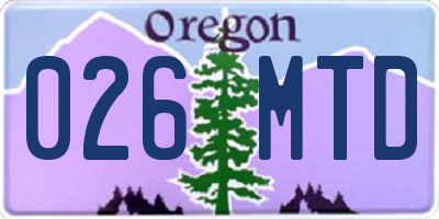 OR license plate 026MTD