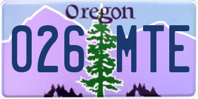 OR license plate 026MTE