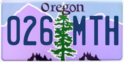 OR license plate 026MTH
