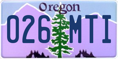 OR license plate 026MTI