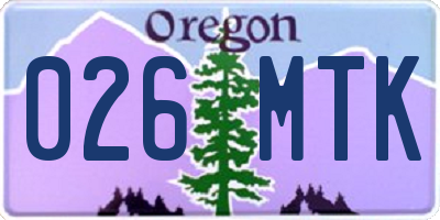 OR license plate 026MTK
