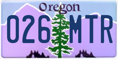 OR license plate 026MTR