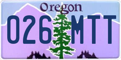 OR license plate 026MTT