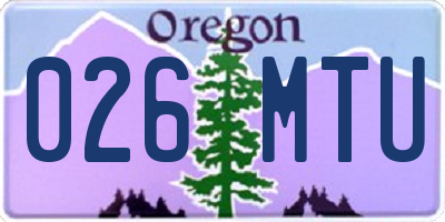 OR license plate 026MTU