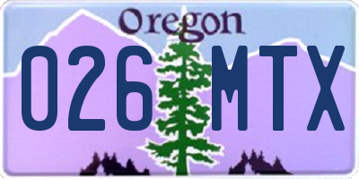 OR license plate 026MTX