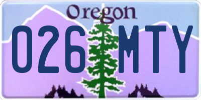 OR license plate 026MTY