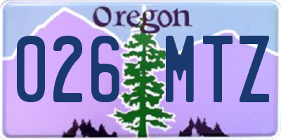 OR license plate 026MTZ