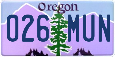 OR license plate 026MUN