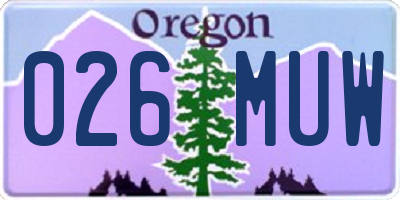 OR license plate 026MUW
