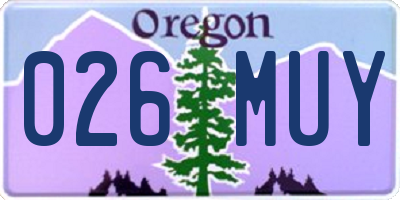 OR license plate 026MUY
