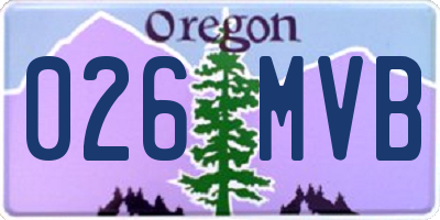 OR license plate 026MVB