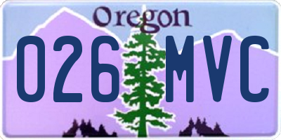 OR license plate 026MVC