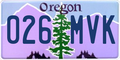 OR license plate 026MVK