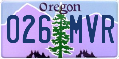 OR license plate 026MVR