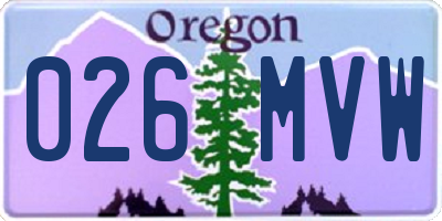 OR license plate 026MVW