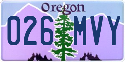 OR license plate 026MVY