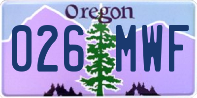OR license plate 026MWF