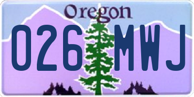 OR license plate 026MWJ