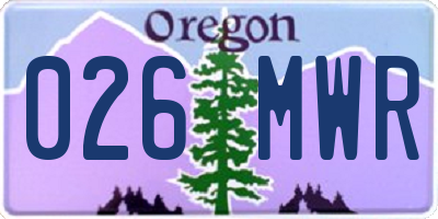 OR license plate 026MWR