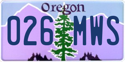 OR license plate 026MWS