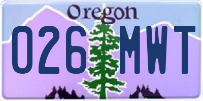OR license plate 026MWT