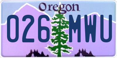OR license plate 026MWU
