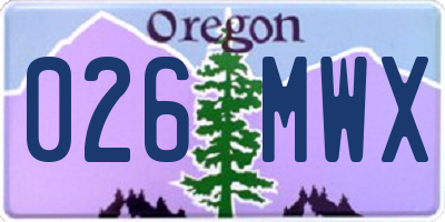 OR license plate 026MWX