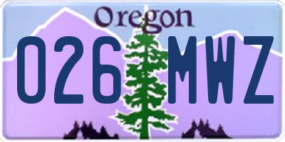 OR license plate 026MWZ