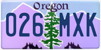 OR license plate 026MXK