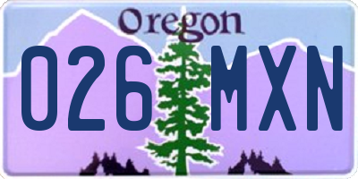 OR license plate 026MXN
