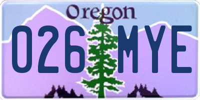 OR license plate 026MYE
