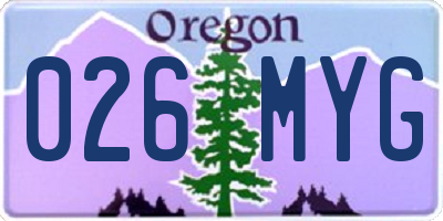 OR license plate 026MYG