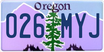 OR license plate 026MYJ