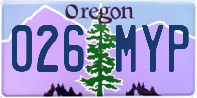 OR license plate 026MYP
