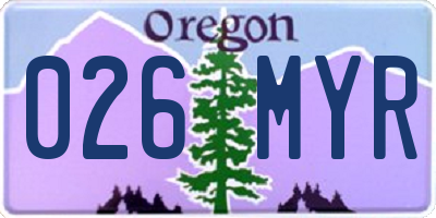 OR license plate 026MYR