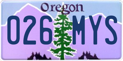 OR license plate 026MYS