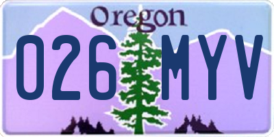 OR license plate 026MYV