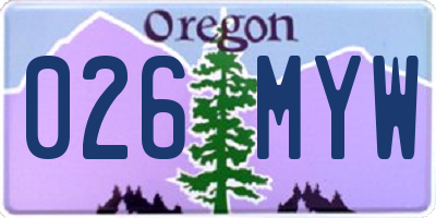 OR license plate 026MYW
